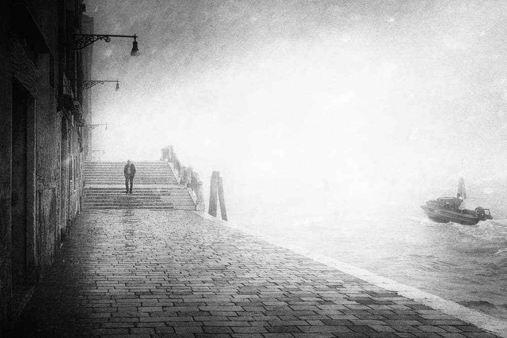 Misty City Path by Enrico Facchetti — canvas wall art