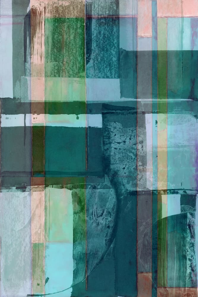 Layered Teal Blocks by cartissi — canvas wall art