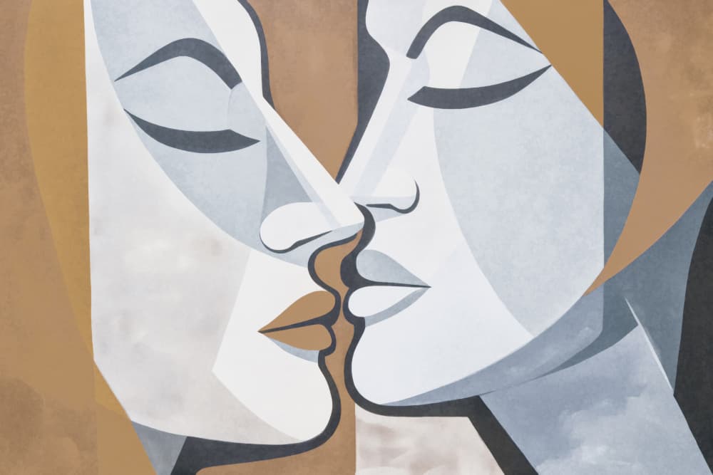A Kiss Brown Grey by Andrea Haase — canvas wall art