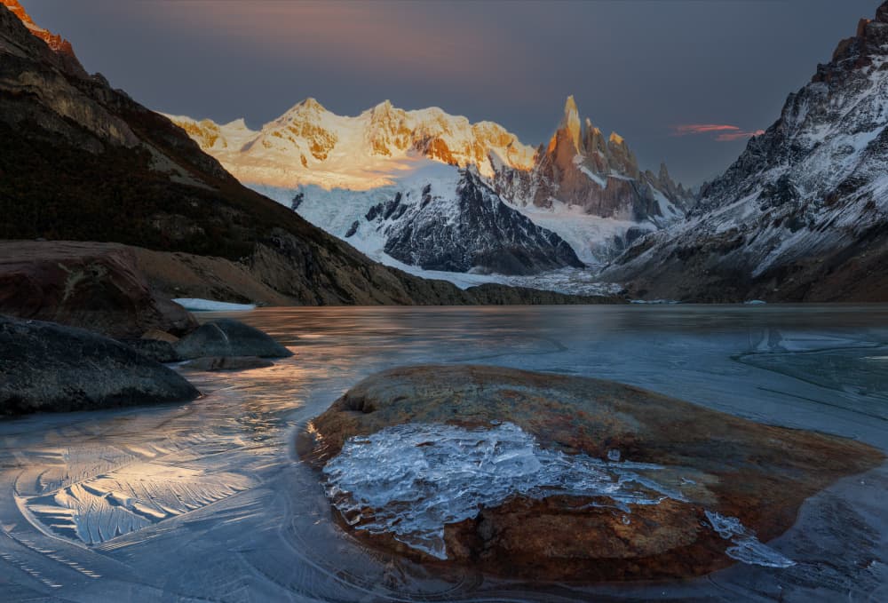 Icy Peaks Dawn Glow by YANGYING — canvas wall art