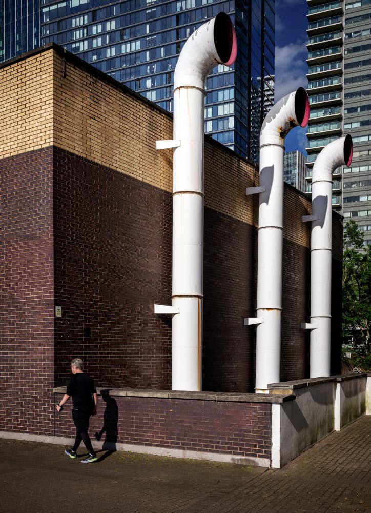 City Pipes and Shadow by Luigi Greco — canvas wall art