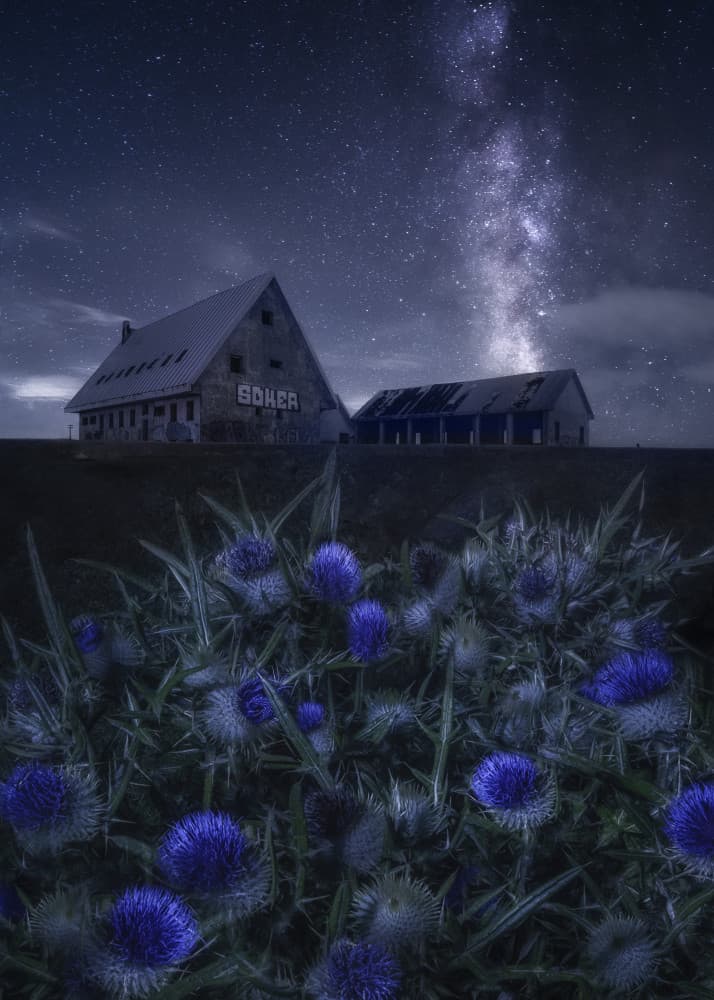 Milky Way Barn Night by Fran Osuna — canvas wall art