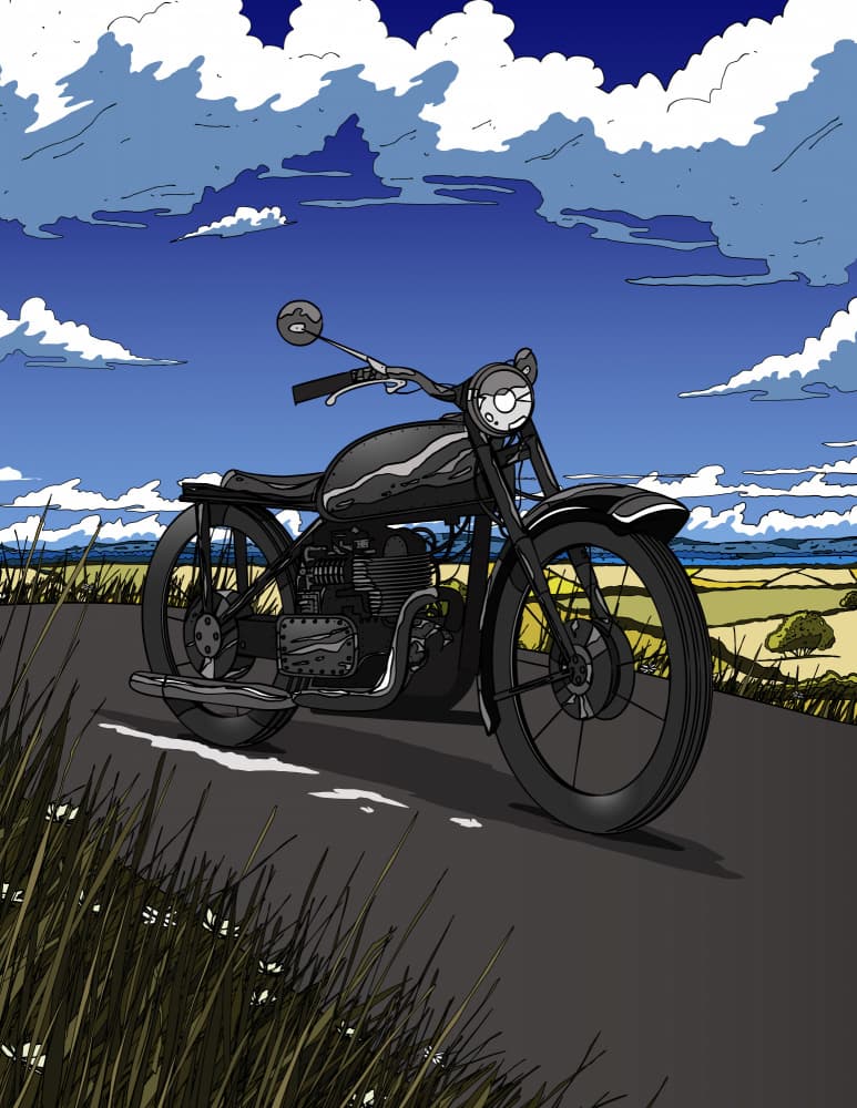 Classic Motorcycle Open Road by Nicholas — canvas wall art