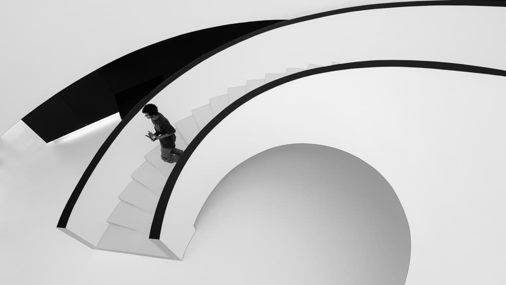 Child on Modern Stairs by João Castro — canvas wall art
