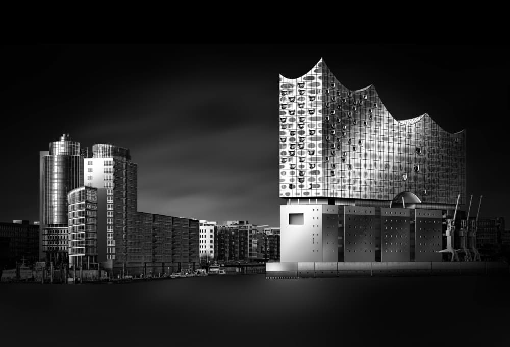 Hamburg Night Architecture by jordiegeatorrent — canvas wall art