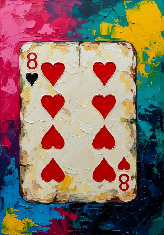 Vibrant Eight Hearts Card by HUGO — canvas wall art