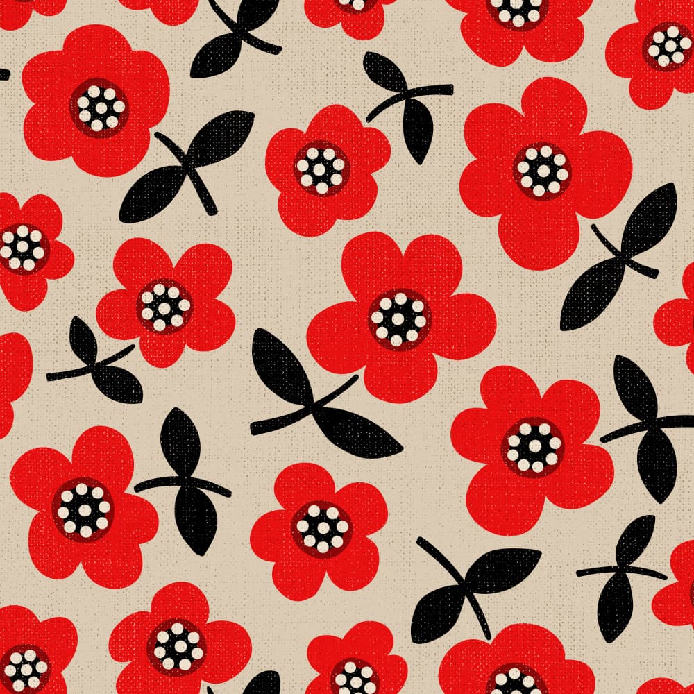 Red Folk Flowers by Alexandra Weise — canvas wall art