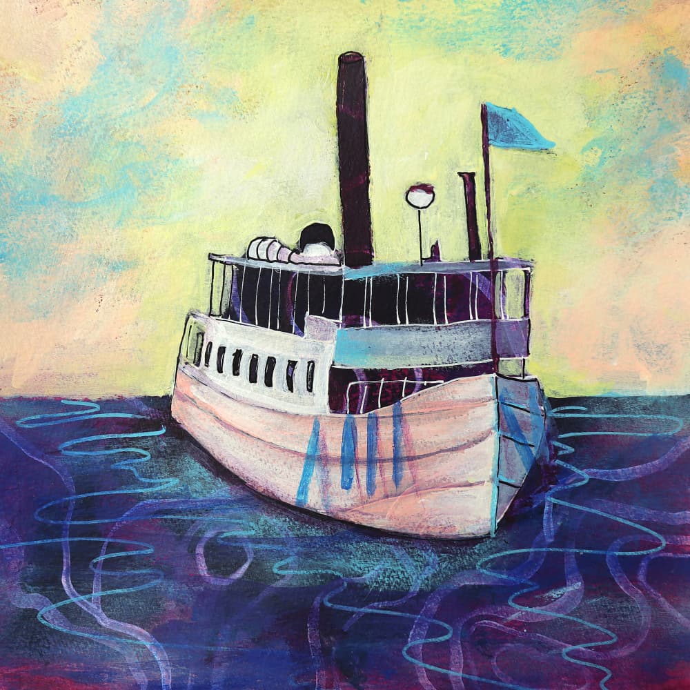 Quaint River Boat by Ania Witwitzka — canvas wall art
