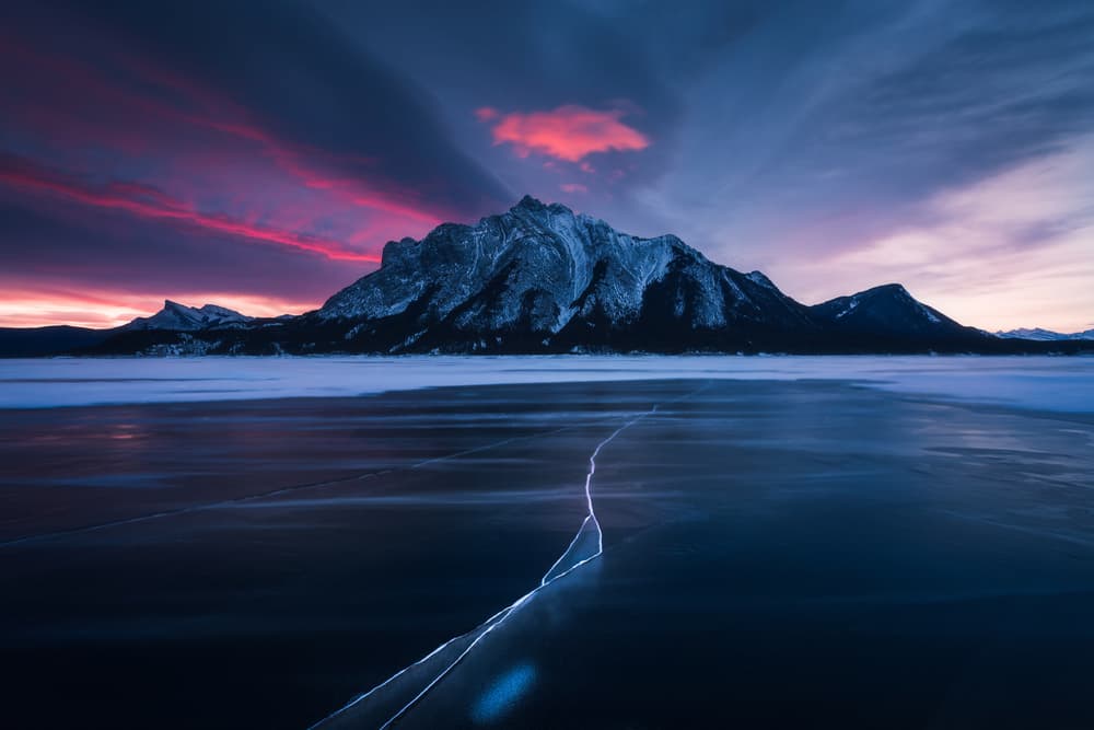Winter Mountain Pink Sky by Jason Ma — canvas wall art