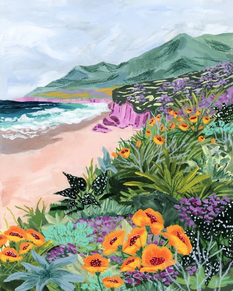 Vibrant Coastal Blooms by Sarah Gesek — canvas wall art