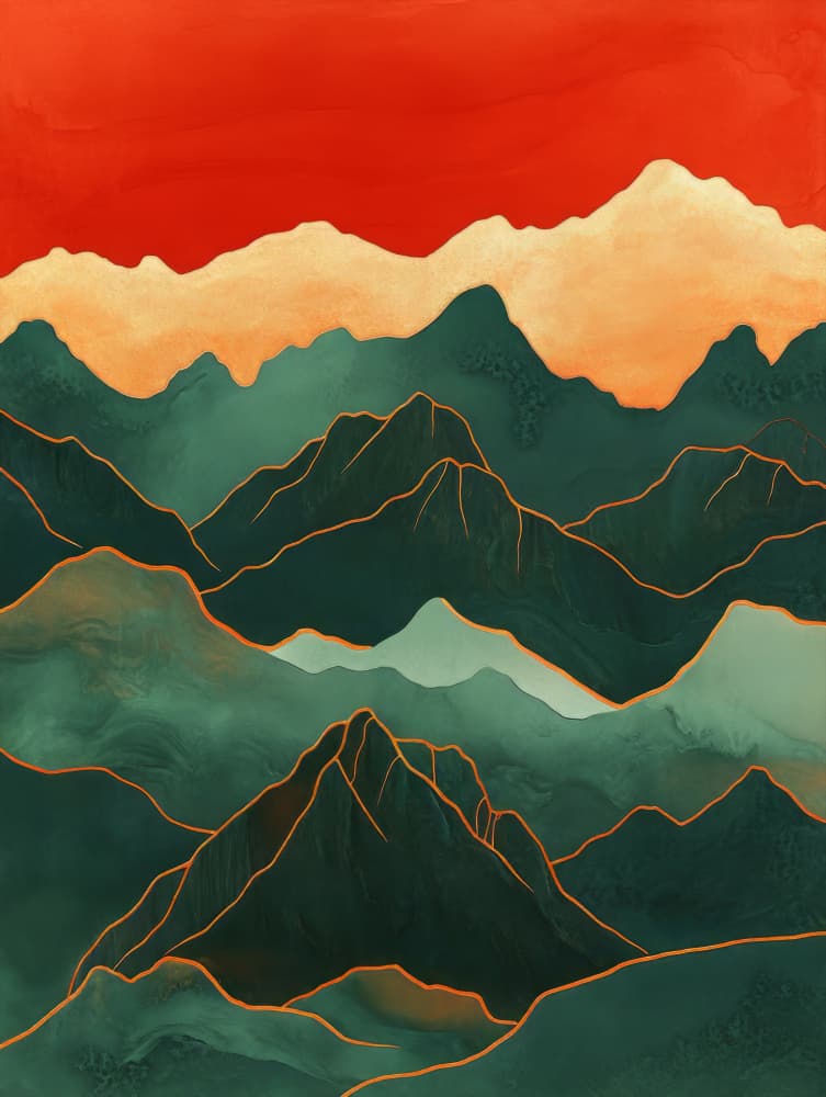 Red Sky Mountains by Bilge Paksoylu — canvas wall art
