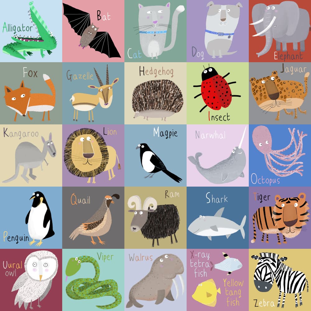 Colorful Animal Friends by Carla Daly — canvas wall art