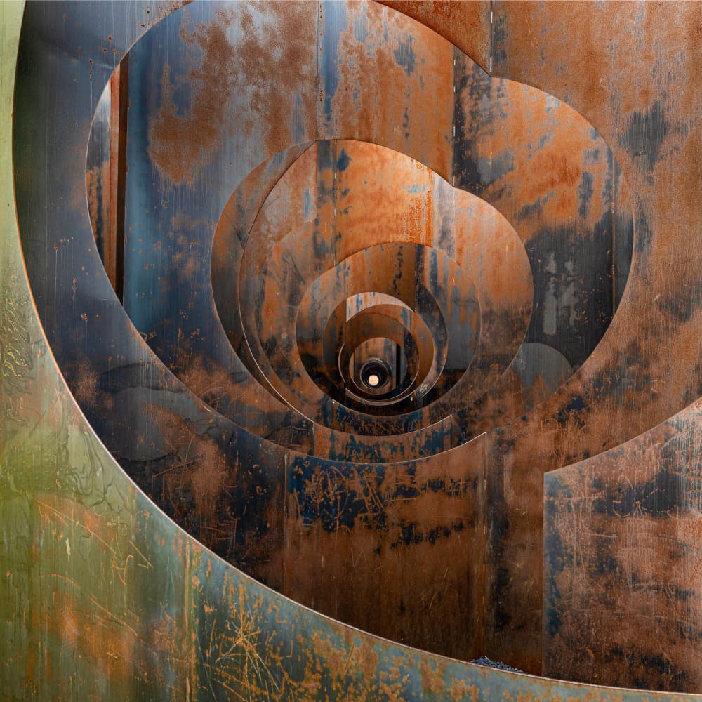 Rusted Metal Spiral Tunnel by Jean Vandijck — canvas wall art