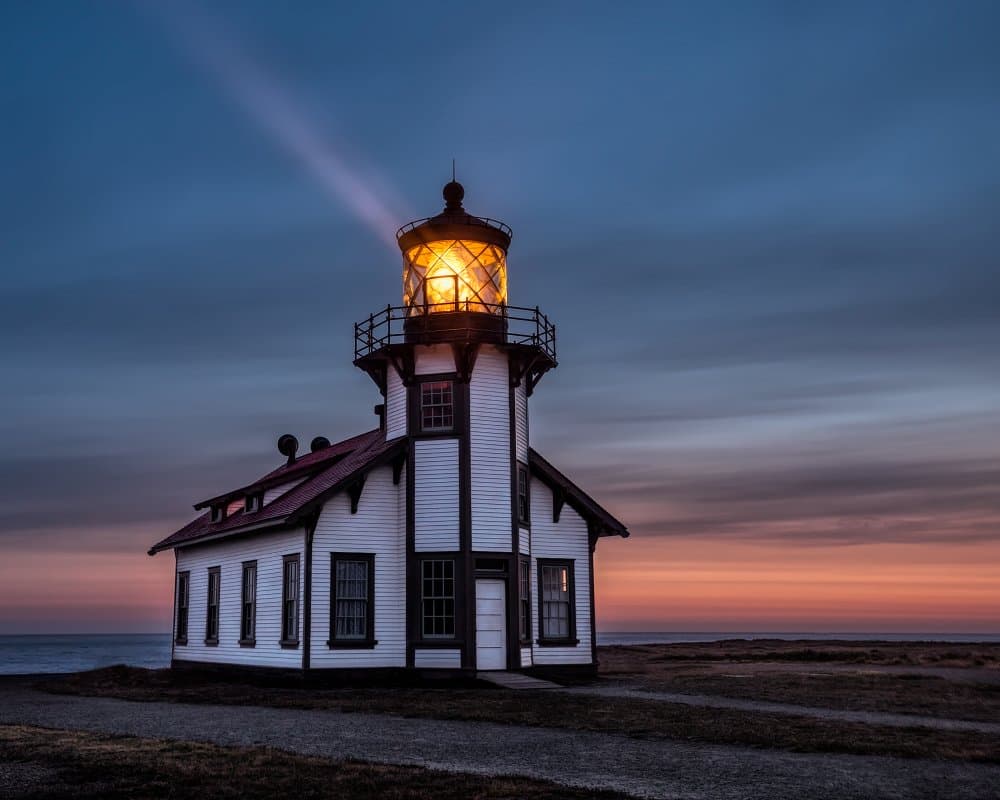 Lighthouse Twilight Glow by Teri Reames — canvas wall art