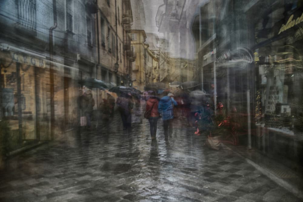 Rainy City Impressions by Claudio Moretti — canvas wall art