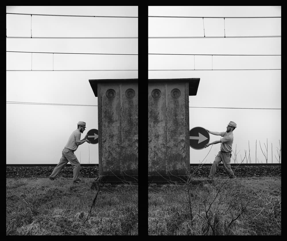 Men Pushing Arrows by Carlo Ferrara — canvas wall art