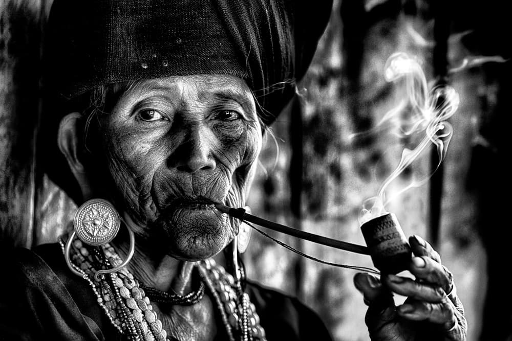 Wise Woman Smoking Pipe by Sergio Pandolfini — canvas wall art