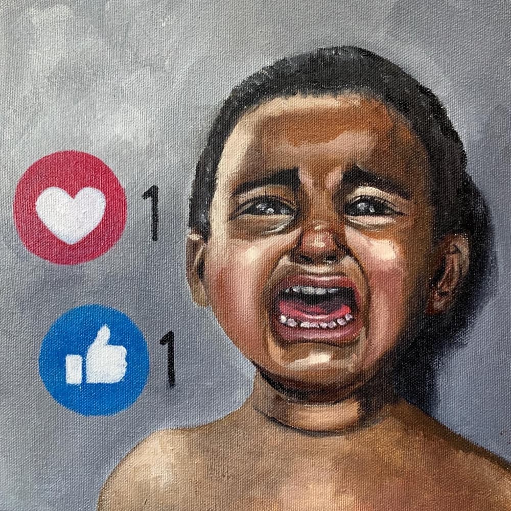 Crying Child Social Media by Gabriel Grecco — canvas wall art