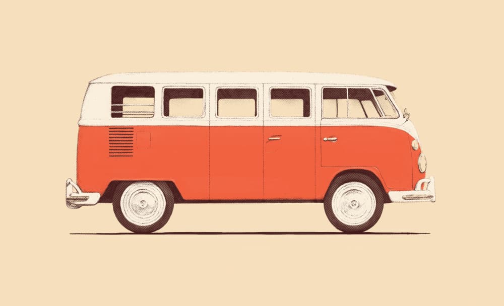 Classic Red Camper Van by Florent Bodart — canvas wall art