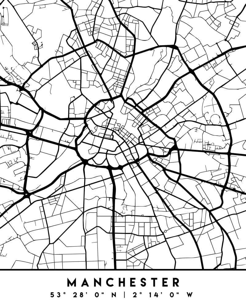 Manchester City Map by Emiliano Deificus — canvas wall art