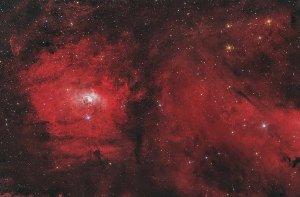 Red Cosmic Nebula by Rosa María Rodríguez — canvas wall art