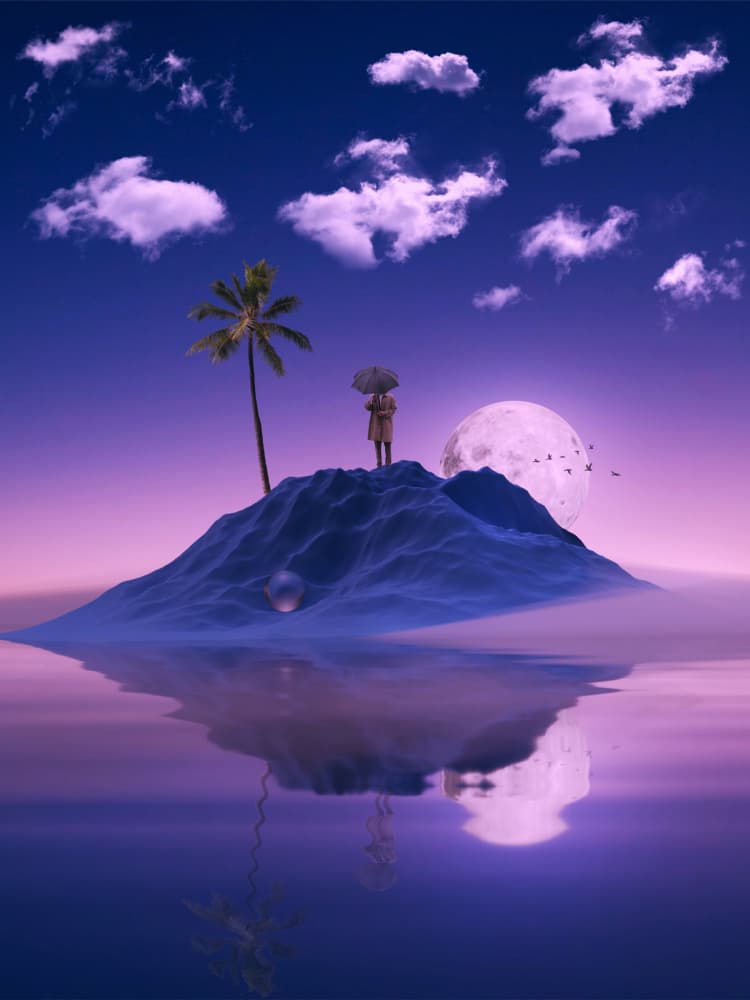 Moonlit Island Solitude by Ritvik takkar — canvas wall art