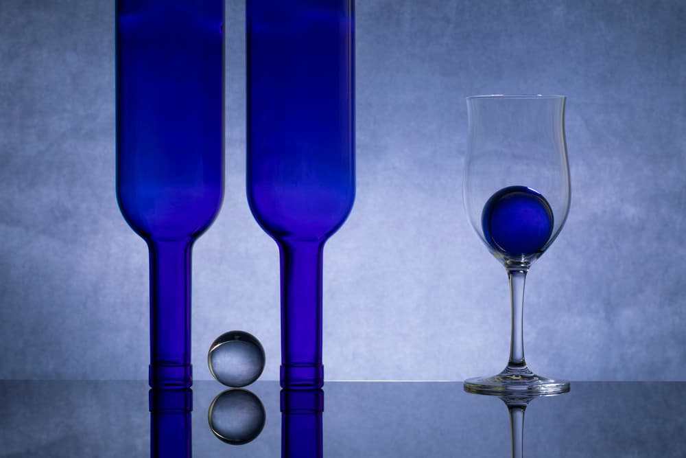 Blue Glass Still Life by Azriel Yakubovitch — canvas wall art