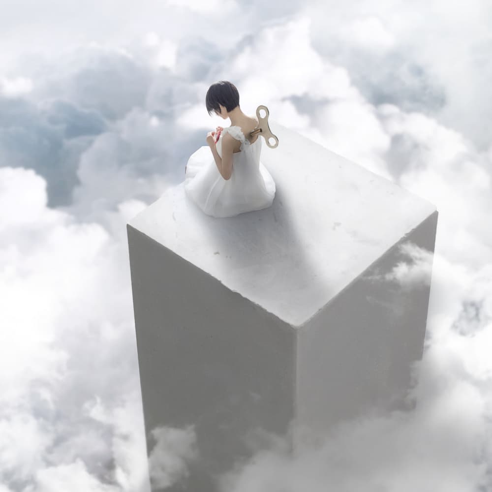 Wind-Up Girl In Clouds by Terry F — canvas wall art