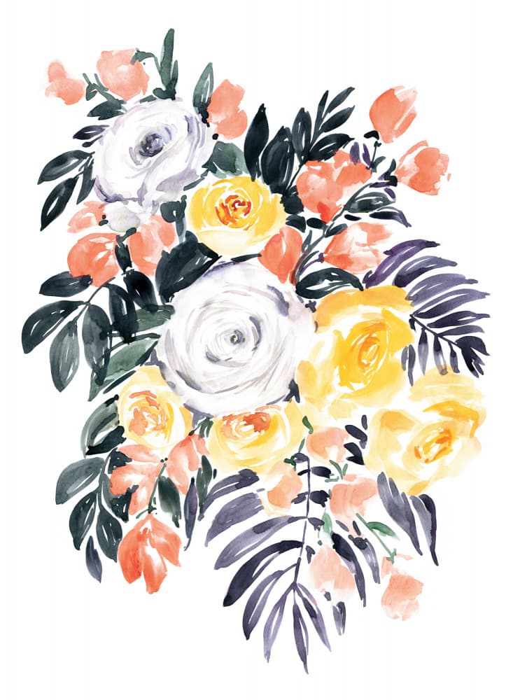 Watercolor Floral Bouquet by Rosana Laiz Blursbyai — canvas wall art