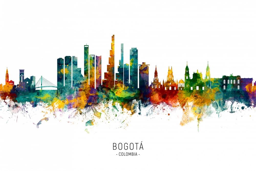 Colorful Bogotá Skyline by Michael Tompsett — canvas wall art