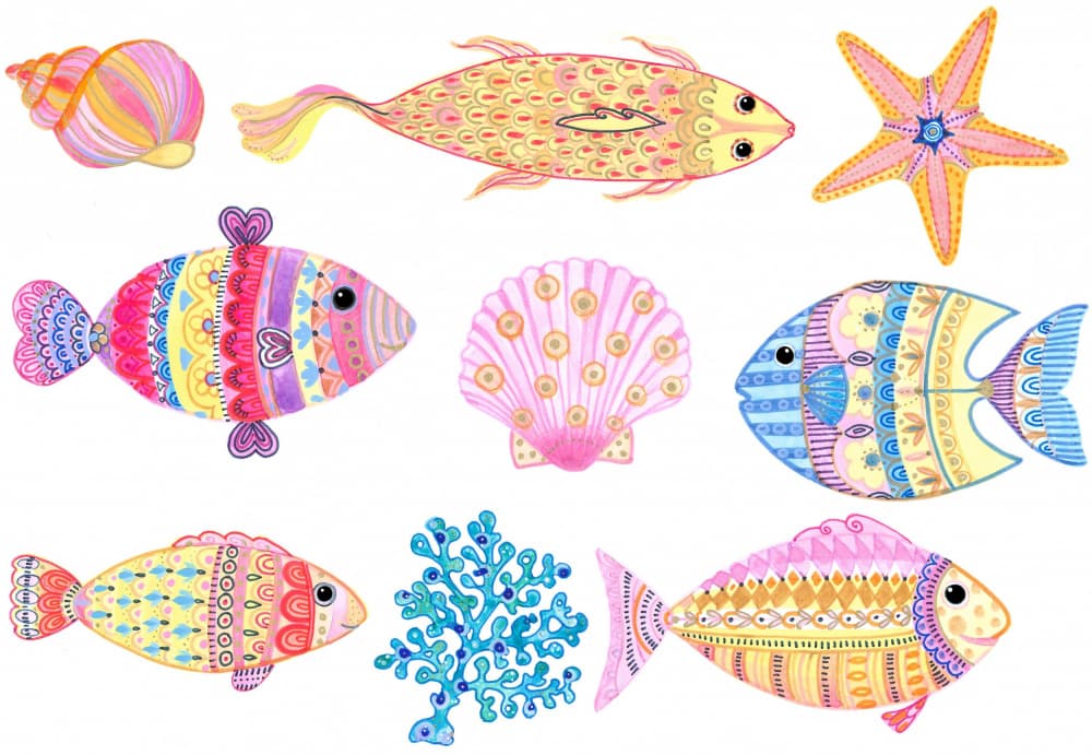 Vibrant Sea Creatures by Isabelle Brent — canvas wall art