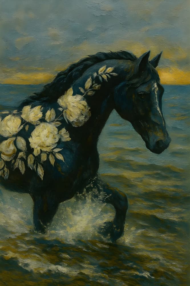 Dark Rose Horse by HUGO — canvas wall art