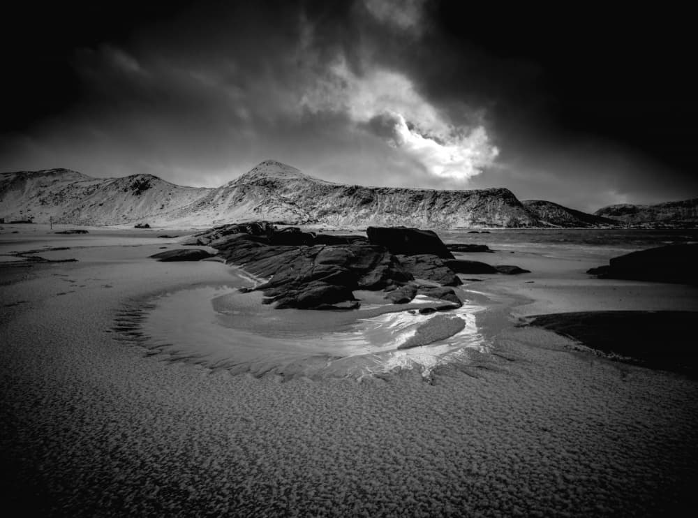 Dramatic Mountain Beach by Allan Li wp — canvas wall art