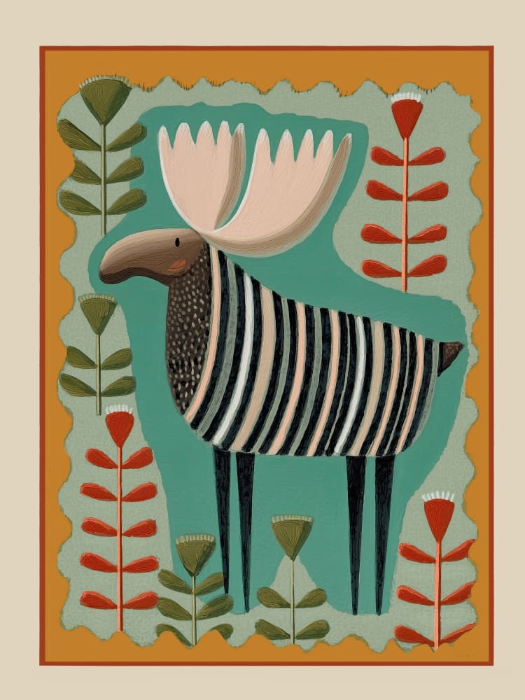 Striped Moose Forest by City Art — canvas wall art
