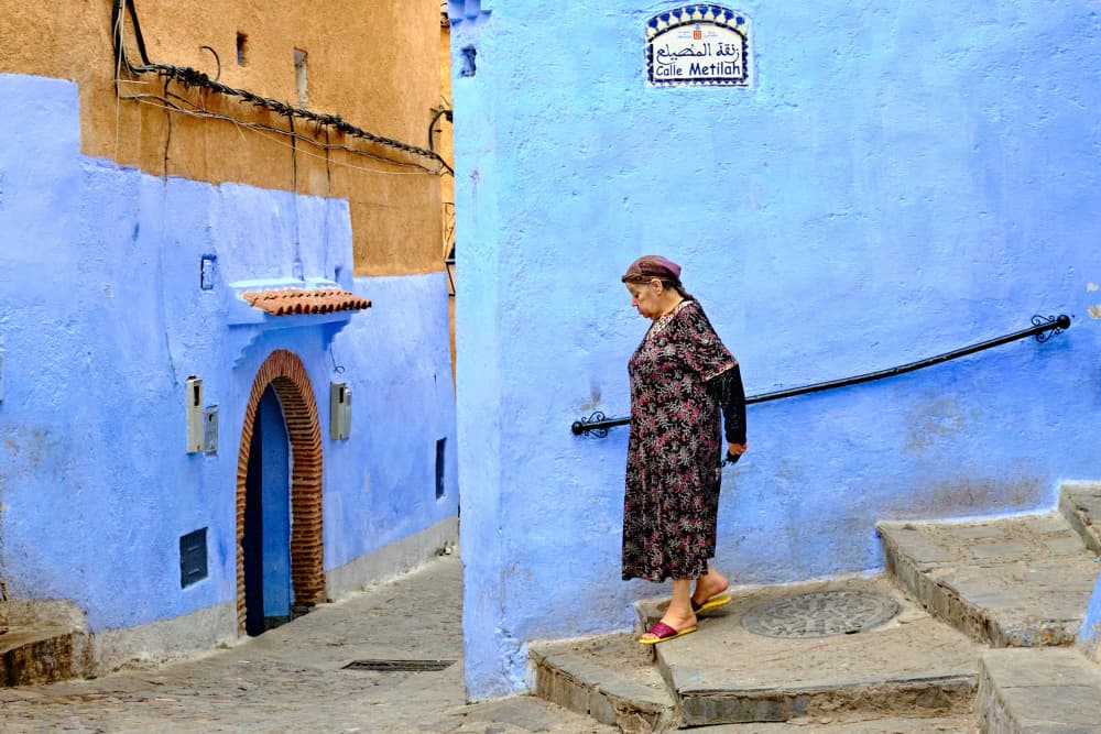 Chefchaouen Blue Steps by Dario Puebla — canvas wall art