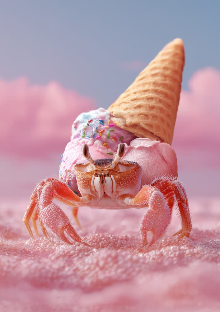 Whimsical Ice Cream Crab by Artem Pozdniakov — canvas wall art