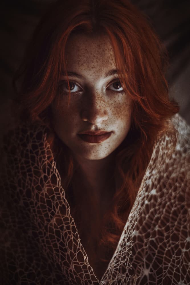 Mysterious Redhead Portrait by Sima Bivolarska — canvas wall art