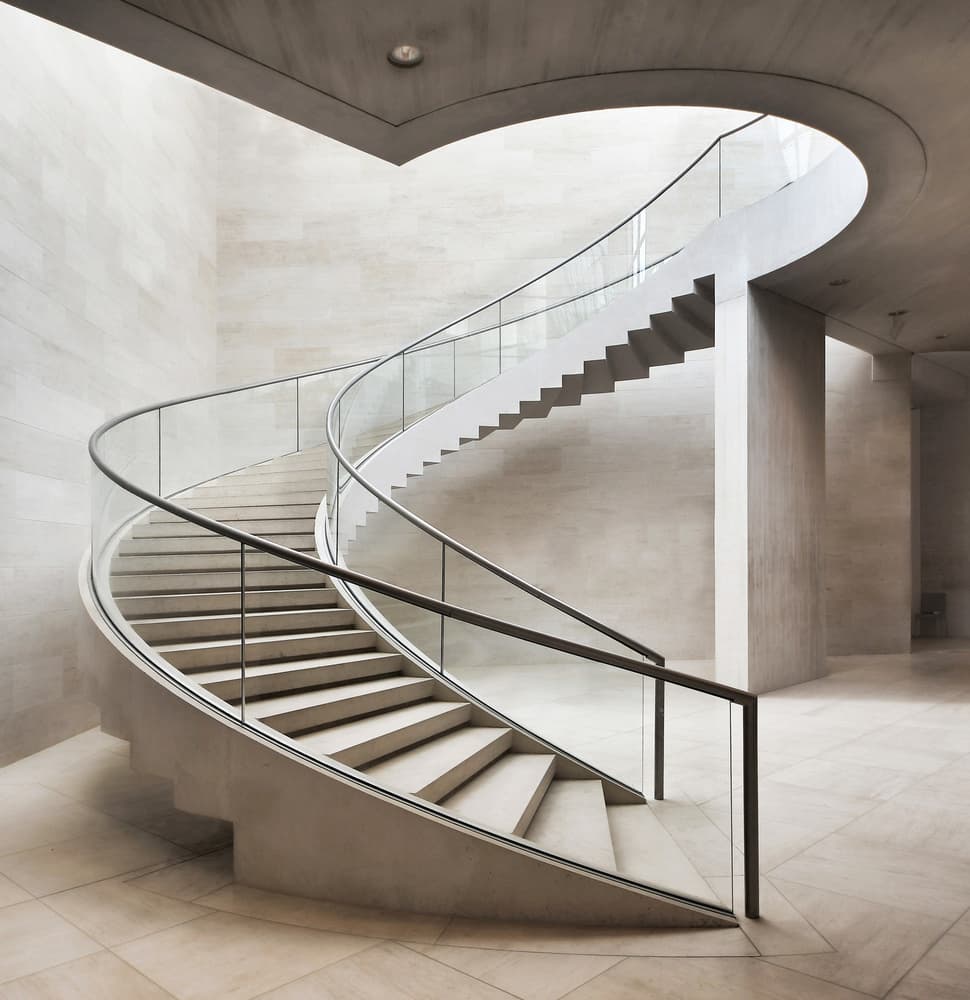 Curved Concrete Staircase by Renate Reichert — canvas wall art