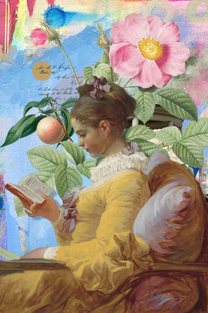 Girl Reading Garden Rose