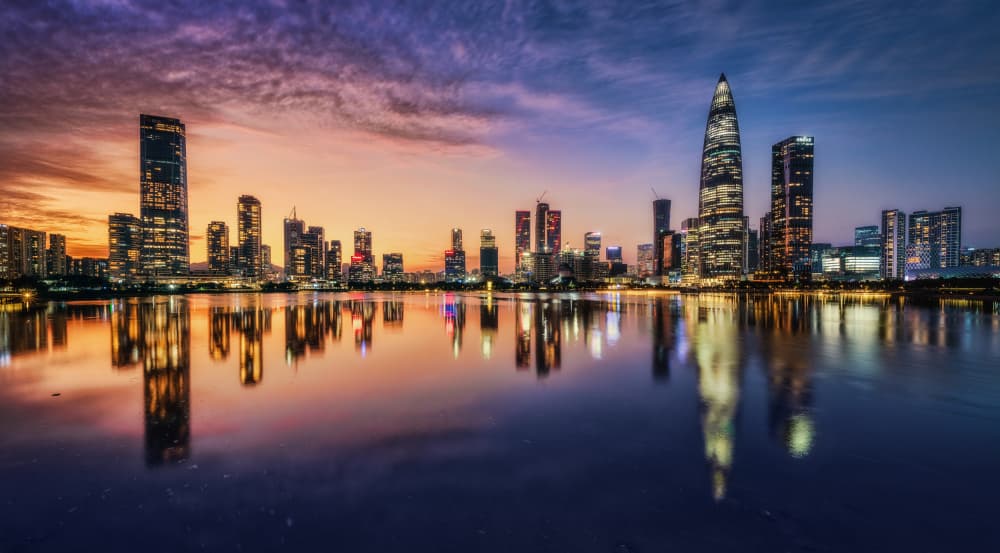 Sunset City Reflections by Antoni Figueras — canvas wall art