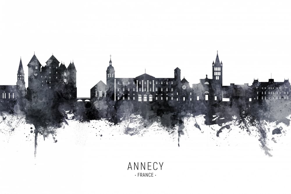 Historic Annecy Watercolor by Michael Tompsett — canvas wall art