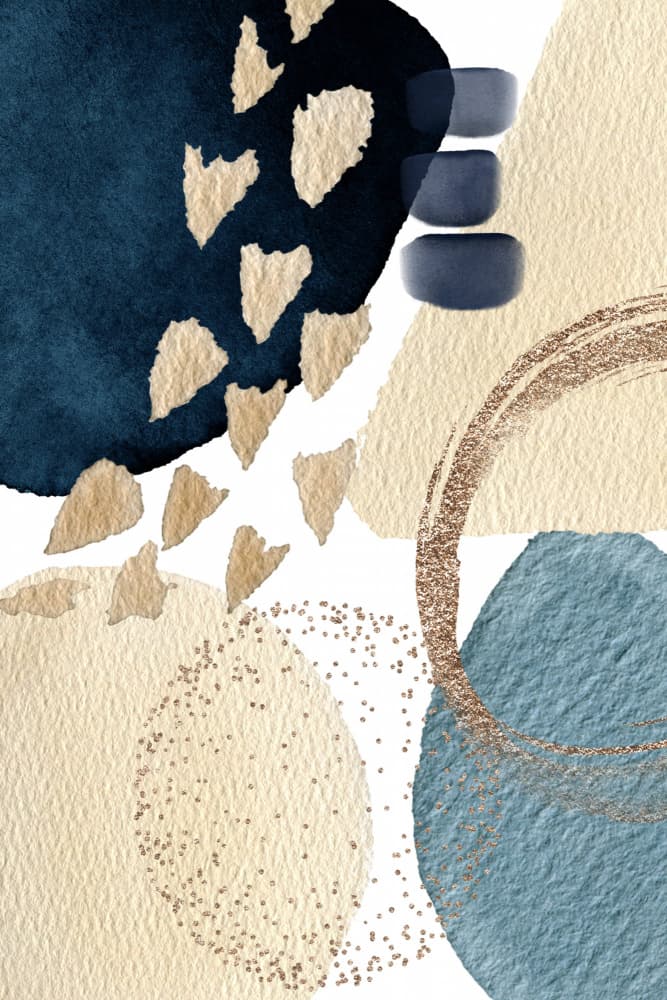 Calming Beige Blue Abstract by Sally Ann Moss — canvas wall art