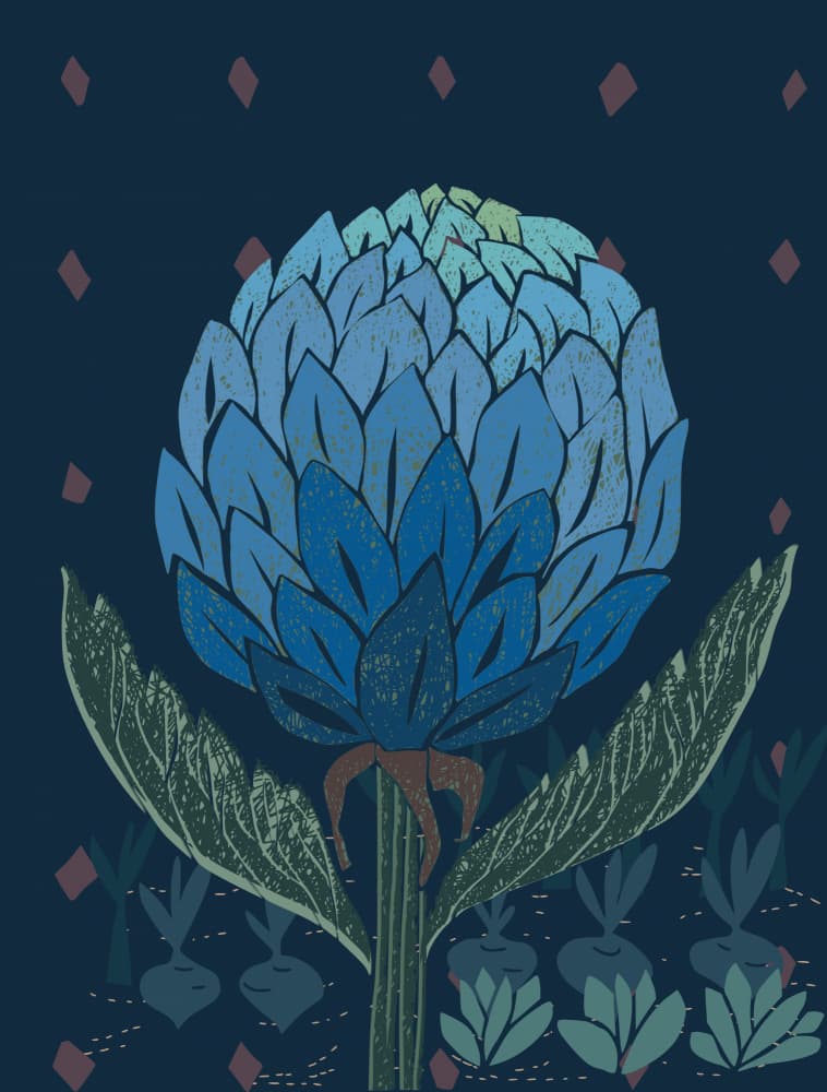 Deep Blue Botanical by Annick — canvas wall art