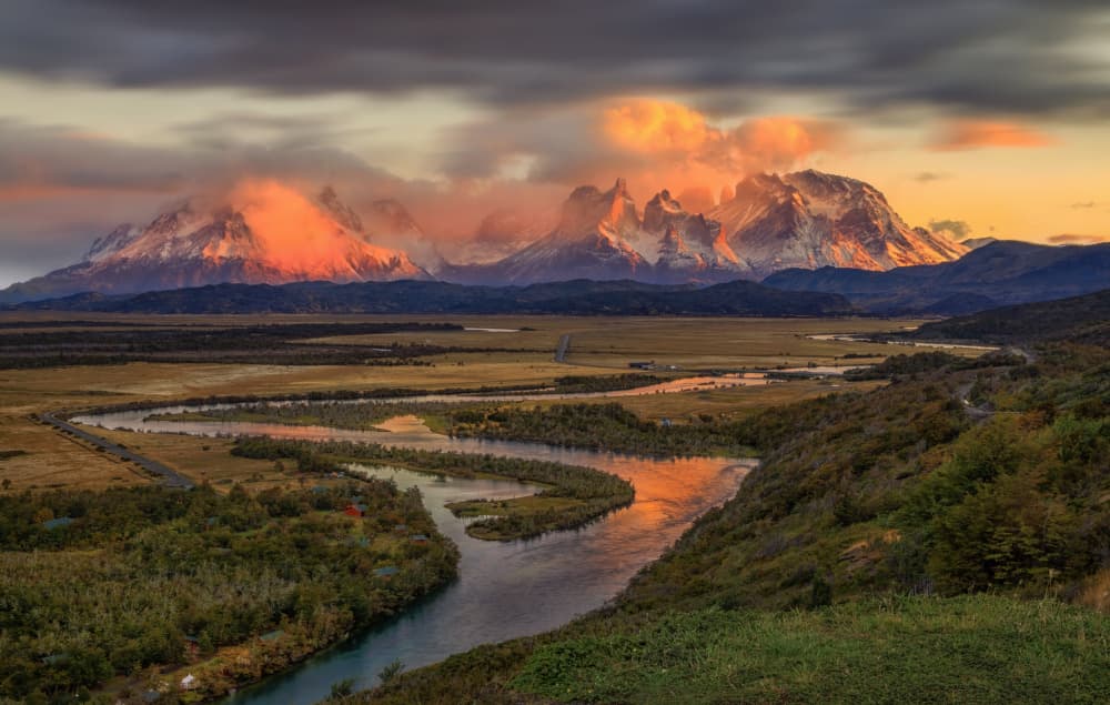 Patagonian Mountain Glow by Jenny Qiu — canvas wall art
