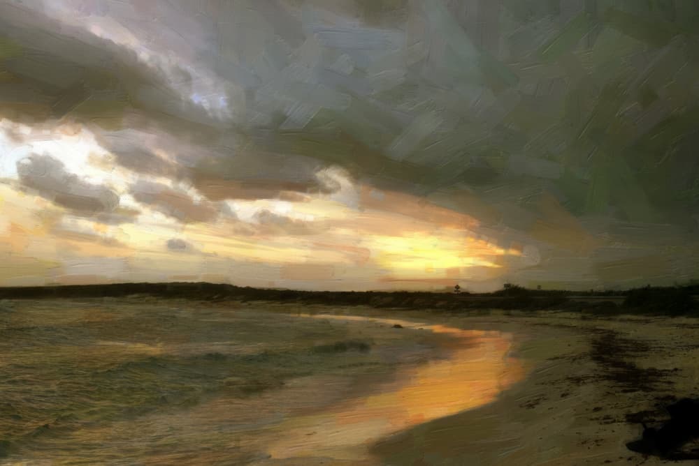 Golden Sunset Over Water by Lynann Colligan — canvas wall art