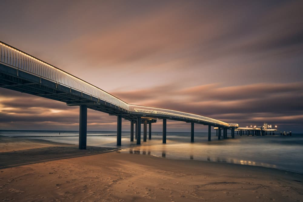 Illuminated Pier Twilight by Radek Pohnan — canvas wall art