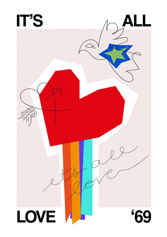 Love Peace Rainbow Heart by Frances Collett — canvas wall art