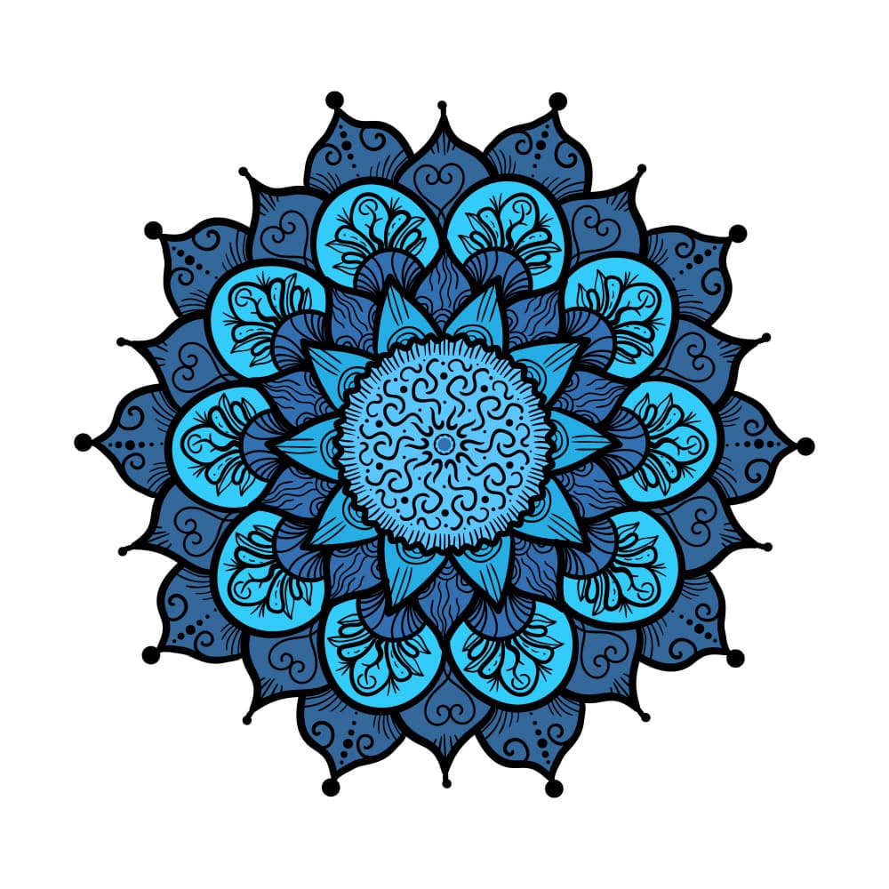 Blue Floral Mandala by Marika Barsrsind — canvas wall art