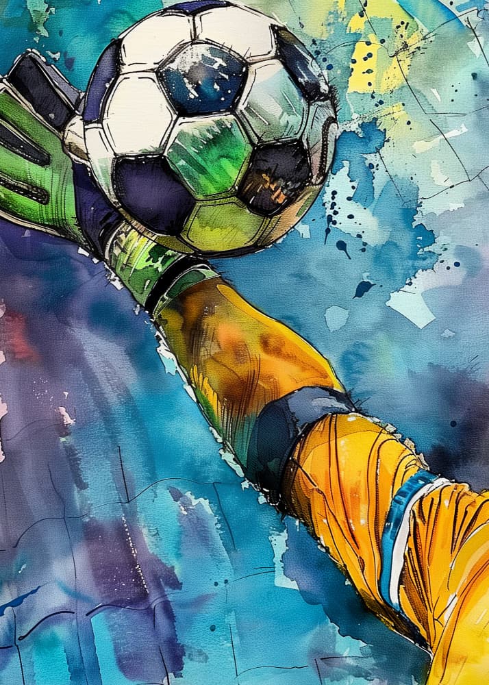Vibrant Goalie Save by Justyna Jaszke — canvas wall art