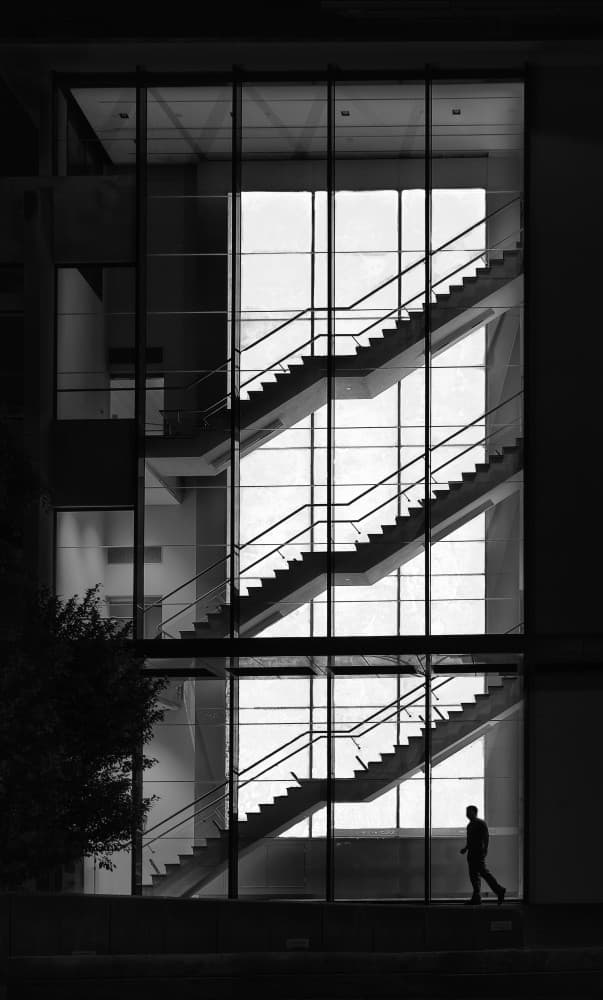Modern Staircase Silhouette by Jingshu Zhu — canvas wall art